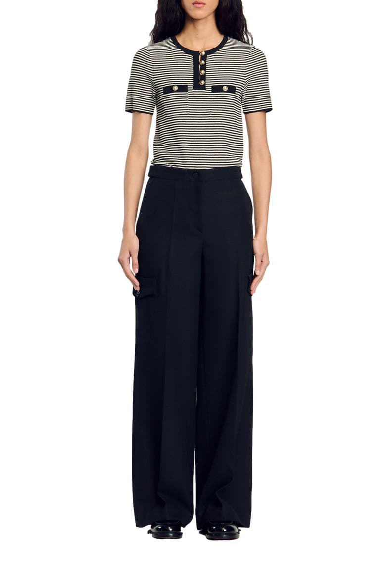 Wide-leg trousers, Alternate, color, Black
