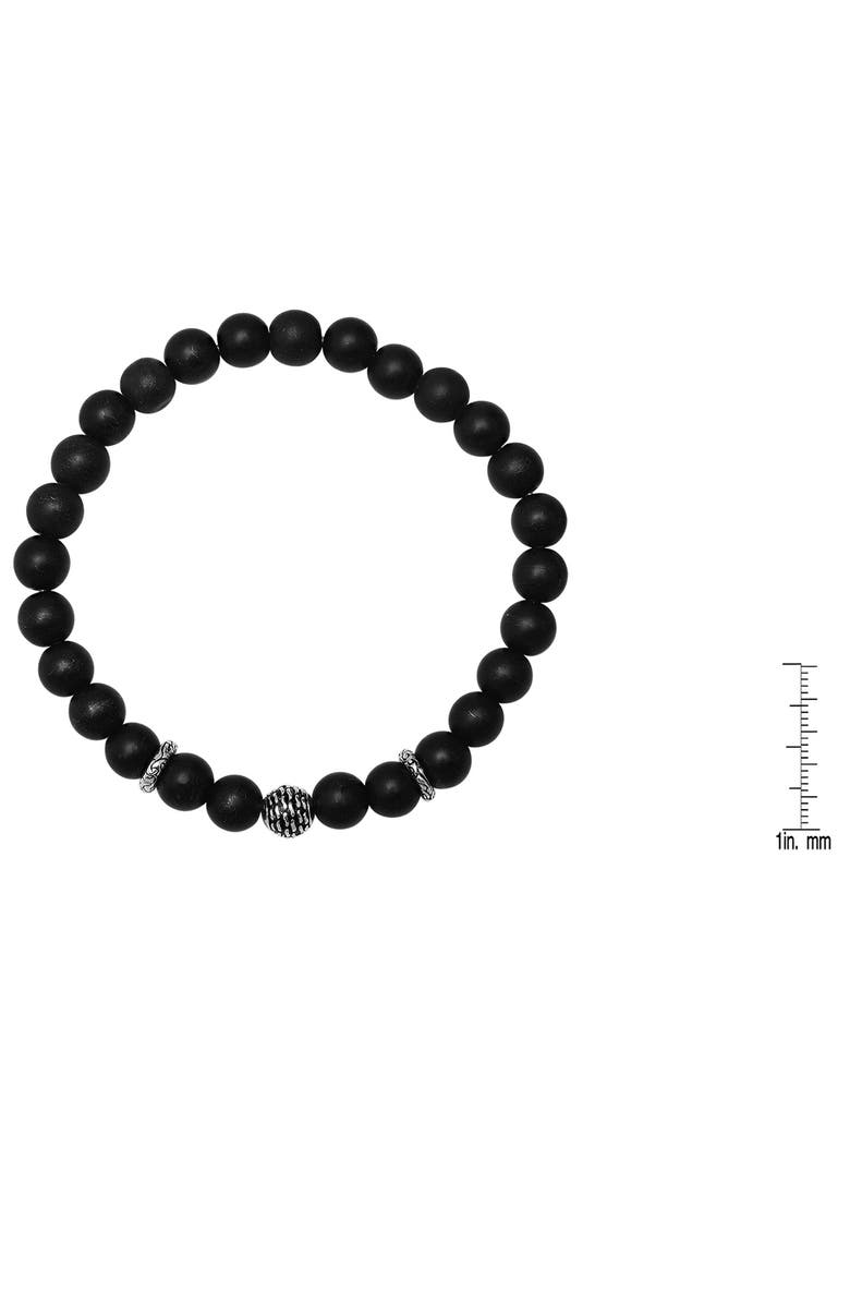 HMY JEWELRY Sterling Silver Black Lava Stone Bracelet, Alternate, color, Silver/ Black