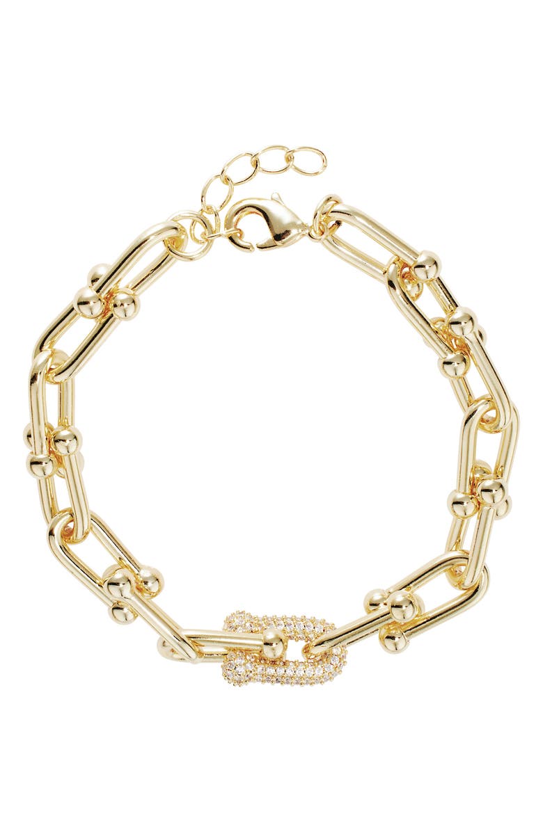 ATHRA LUXE Horseshoe Pavé Chain Bracelet, Main, color, Gold
