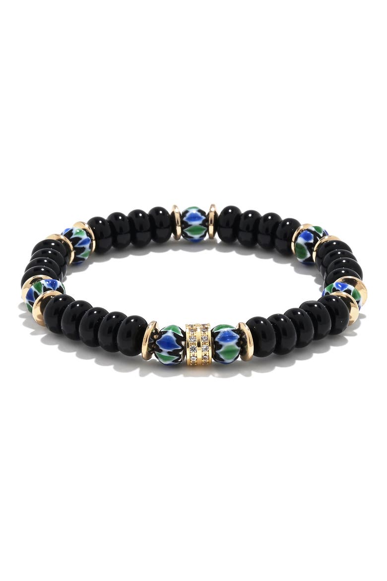 Charlie Pavé Beaded Stretch Bracelet, Main, color, BLACK
