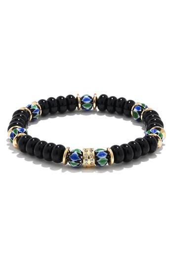 Eye Candy Los Angeles Charlie Pavé Beaded Stretch Bracelet In Black