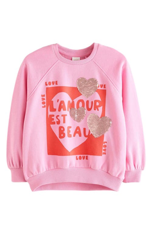 Next Kids' Amour Sequin Embellished Graphic Sweatshirt In Pink