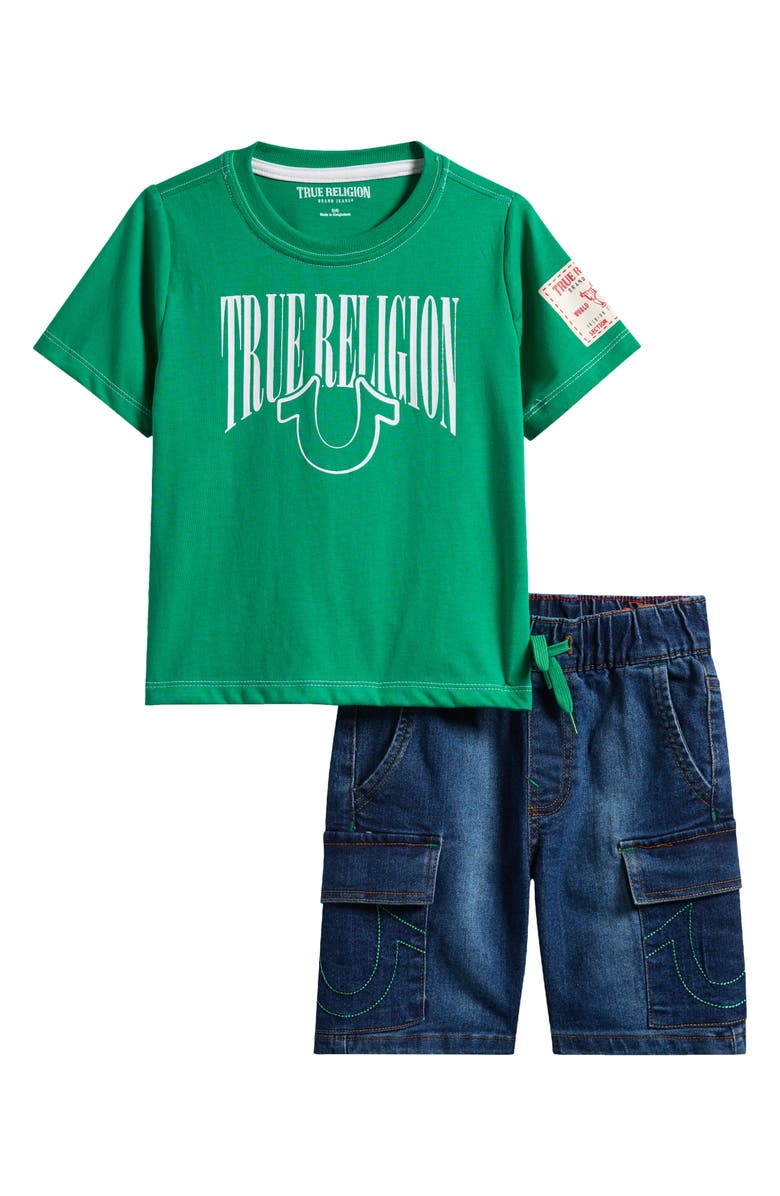 True Religion Kids' Horseshoe T-Shirt & Cargo Shorts Set, Main, color,
