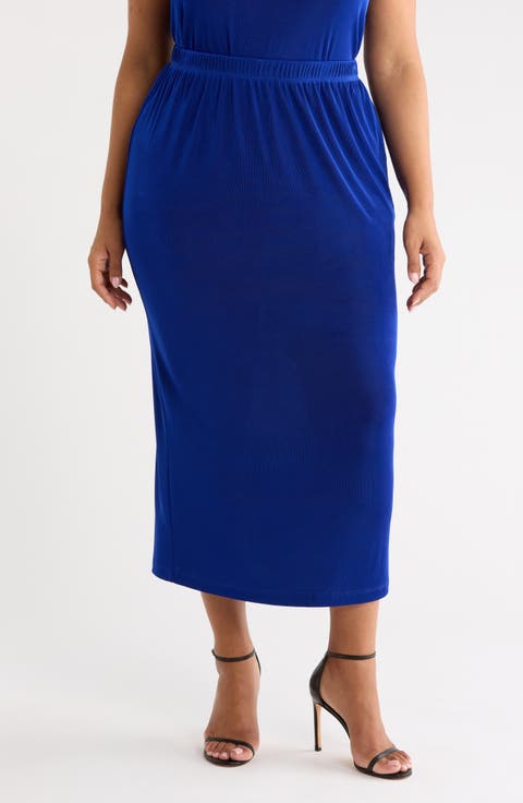 Stretch Knit Straight Maxi Skirt