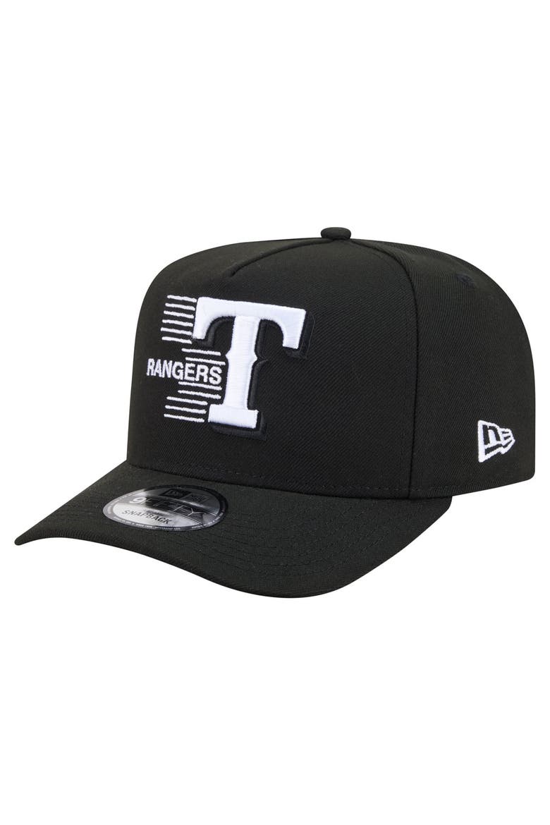 Men's New Era  Black Texas Rangers Motion A-Frame 9FIFTY Snapback Hat, Main, color, Black