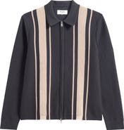 Wax London Lennox Stripe Cotton 
Cashmere Zip-Up Shirt
