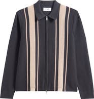 Wax London Lennox Stripe Cotton & Cashmere Zip-Up Shirt