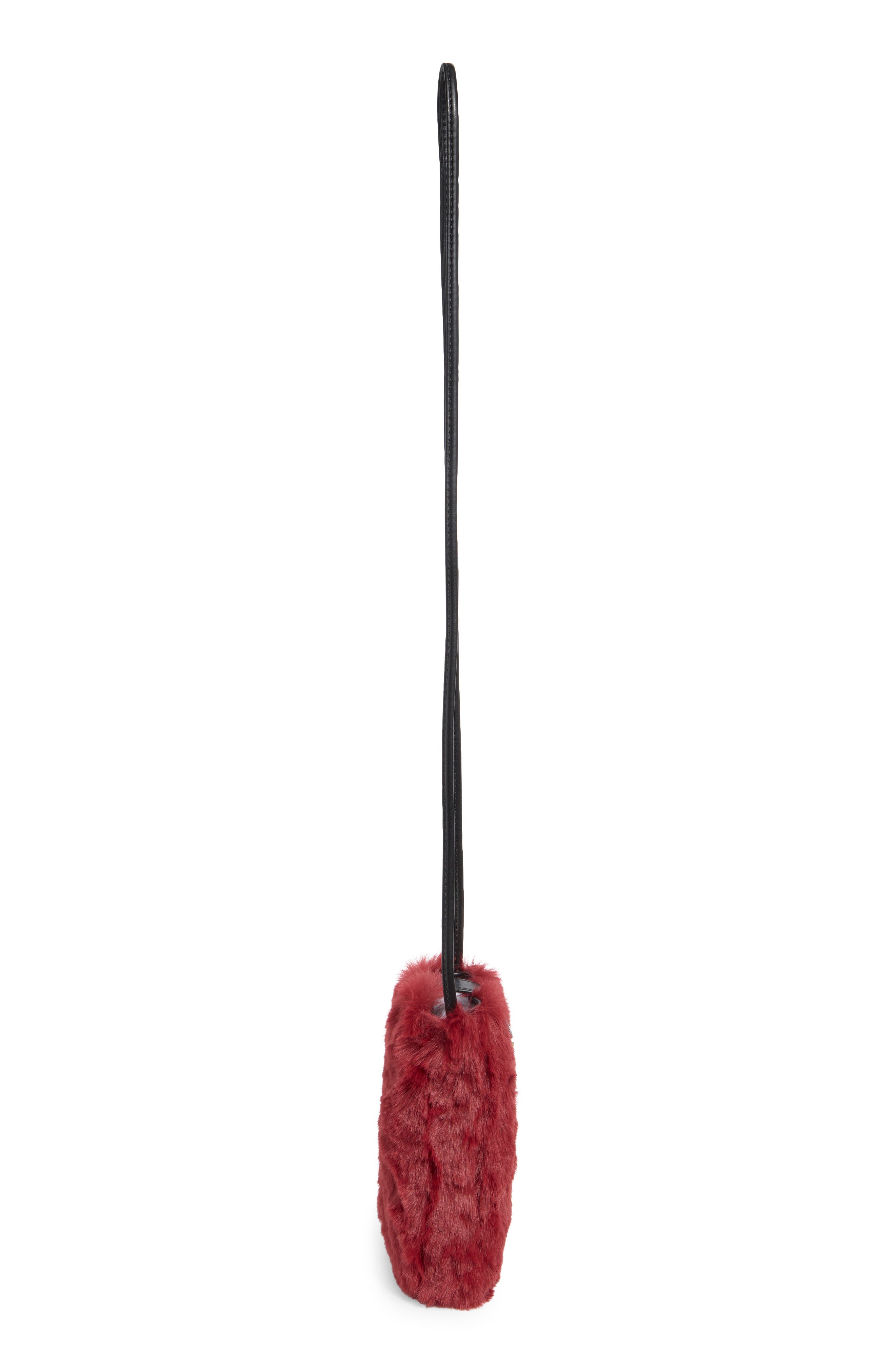 Faux Fur Phone Crossbody, Alternate, color, MARASCHINO