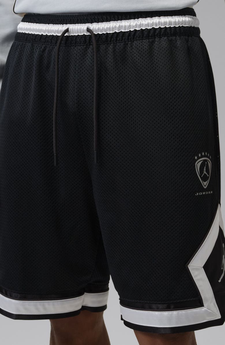 Jordan Dri-FIT Brooklyn Diamond Mesh Basketball Shorts, Alternate, color, Black/ Metallic Silver