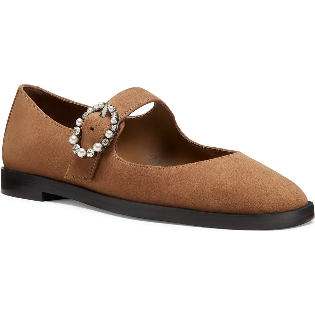 Stuart Weitzman Suede Embellished Mary Jane Flats