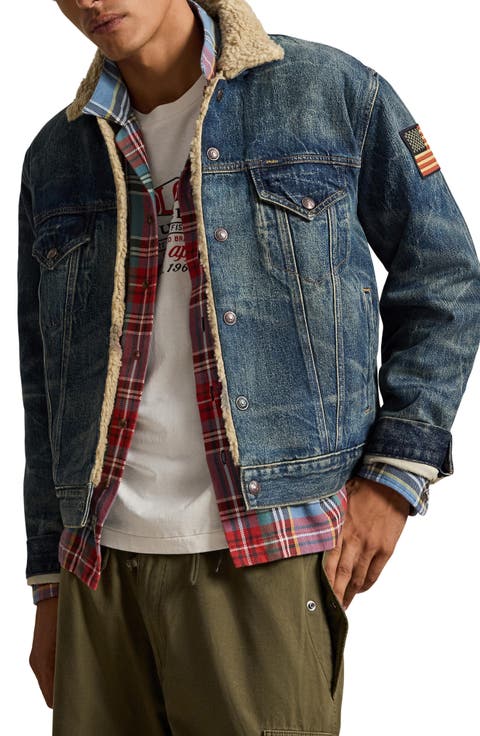 Rigid Fleece Lined Denim Trucker Jacket