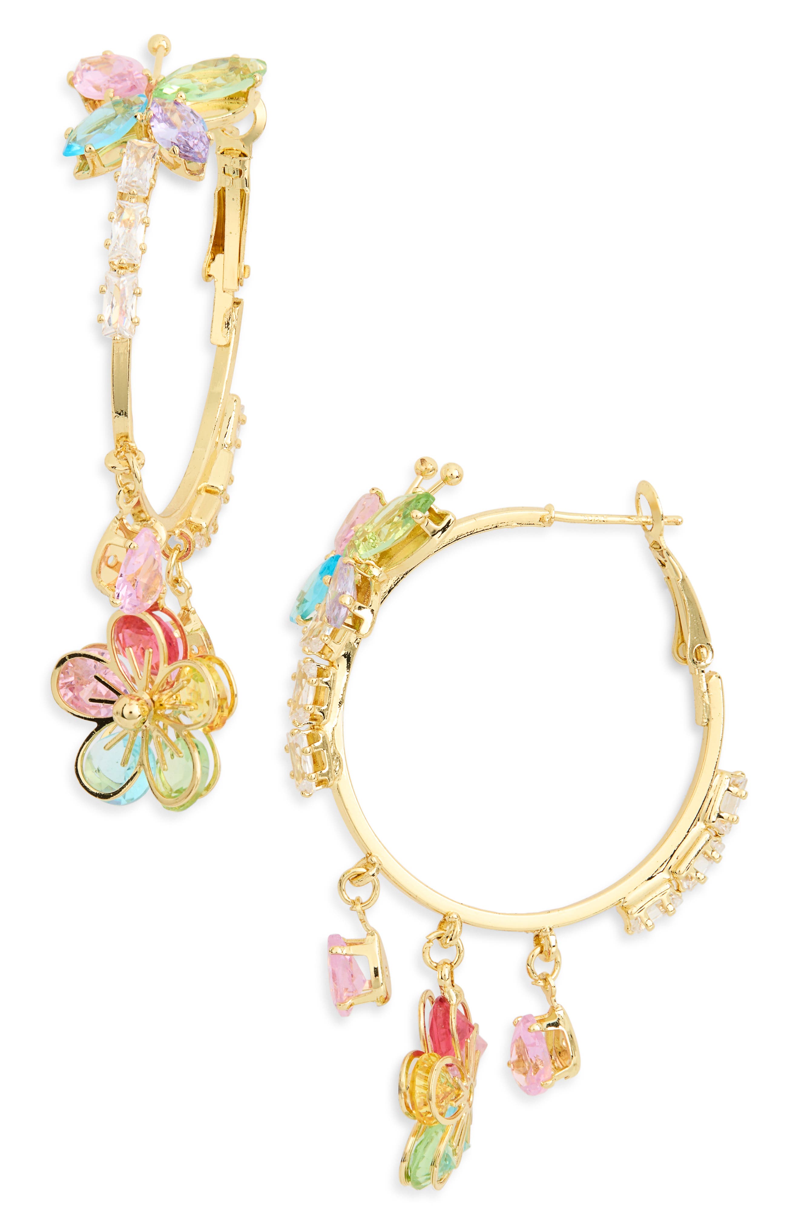 EYE CANDY LOS ANGELES Karmen Flower Dangle Hoop Earrings