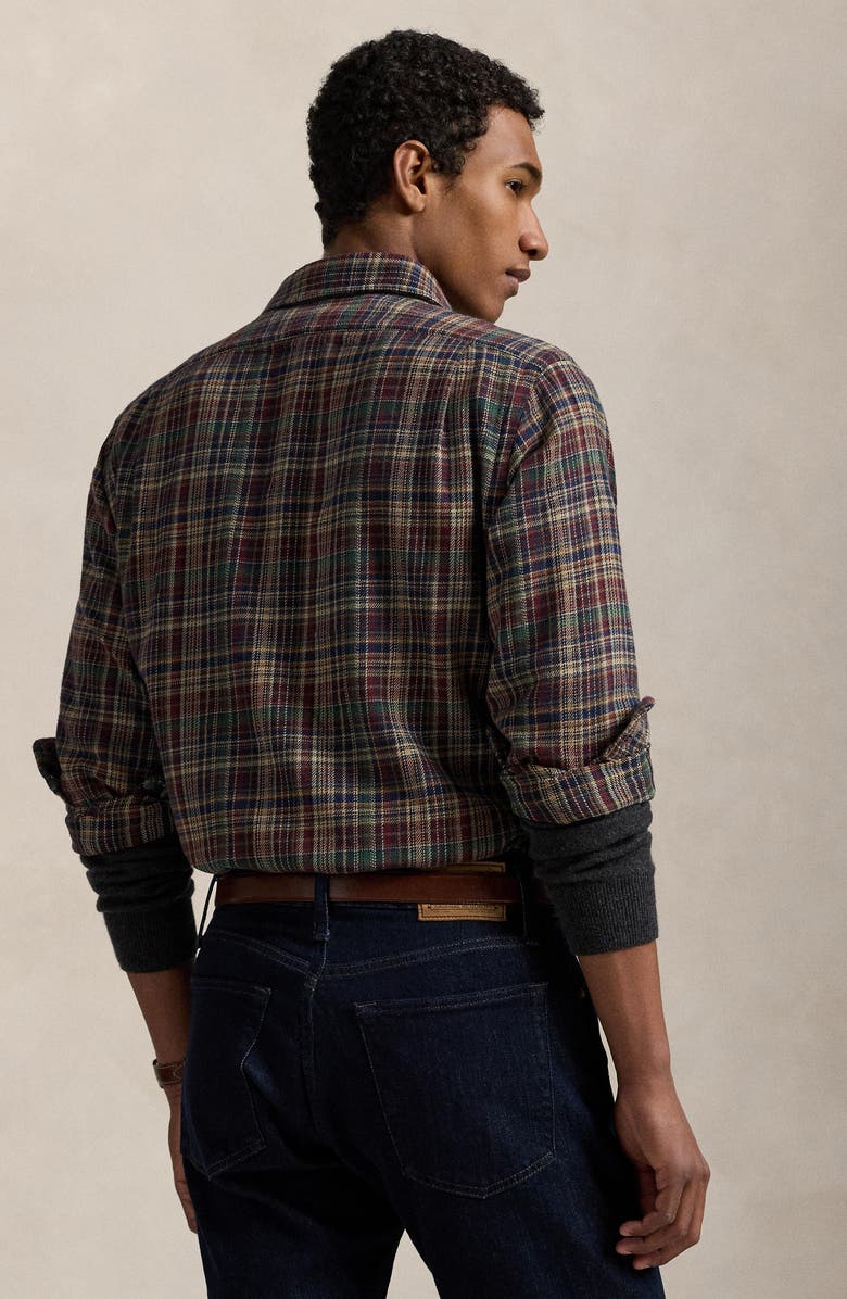 Polo Ralph Lauren Brushed Flannel Button-Up Shirt, Alternate, color, Multi Red