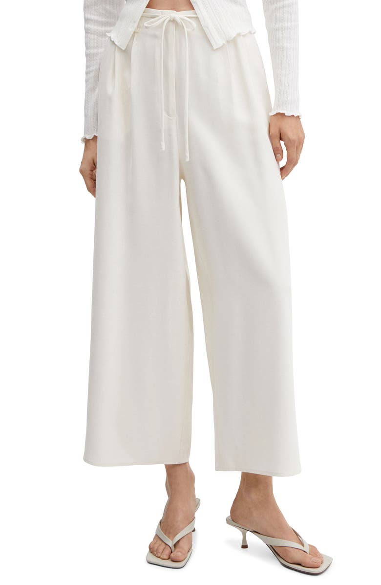MANGO Tie Belt Wide Leg Pants, Main, color, 