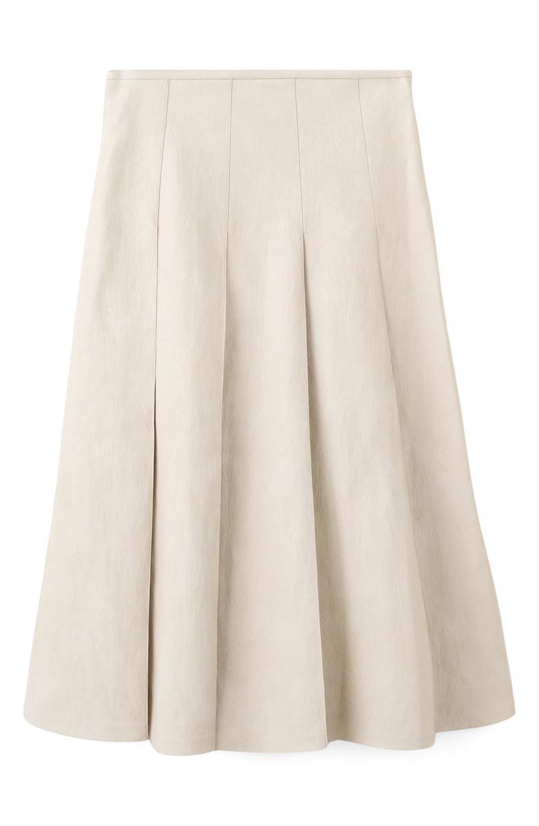 MANGO Sia Faux Leather Godet Skirt, Main, color, Ecru