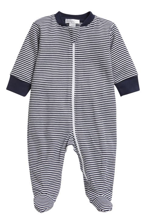 Stripe Pima Cotton Zip Footie (Baby)