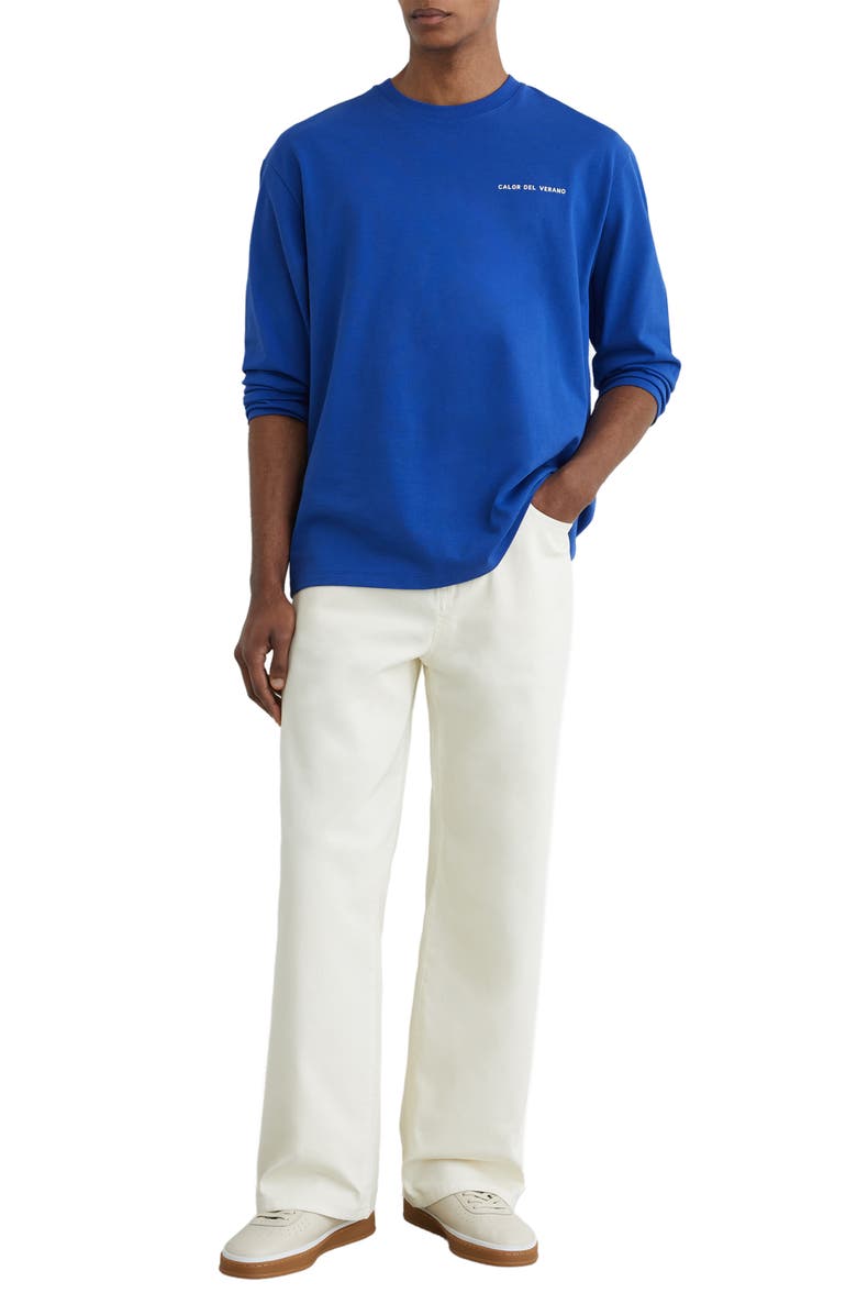 Reiss Palma Long Sleeve Graphic Tee, Alternate, color, Bright Blue