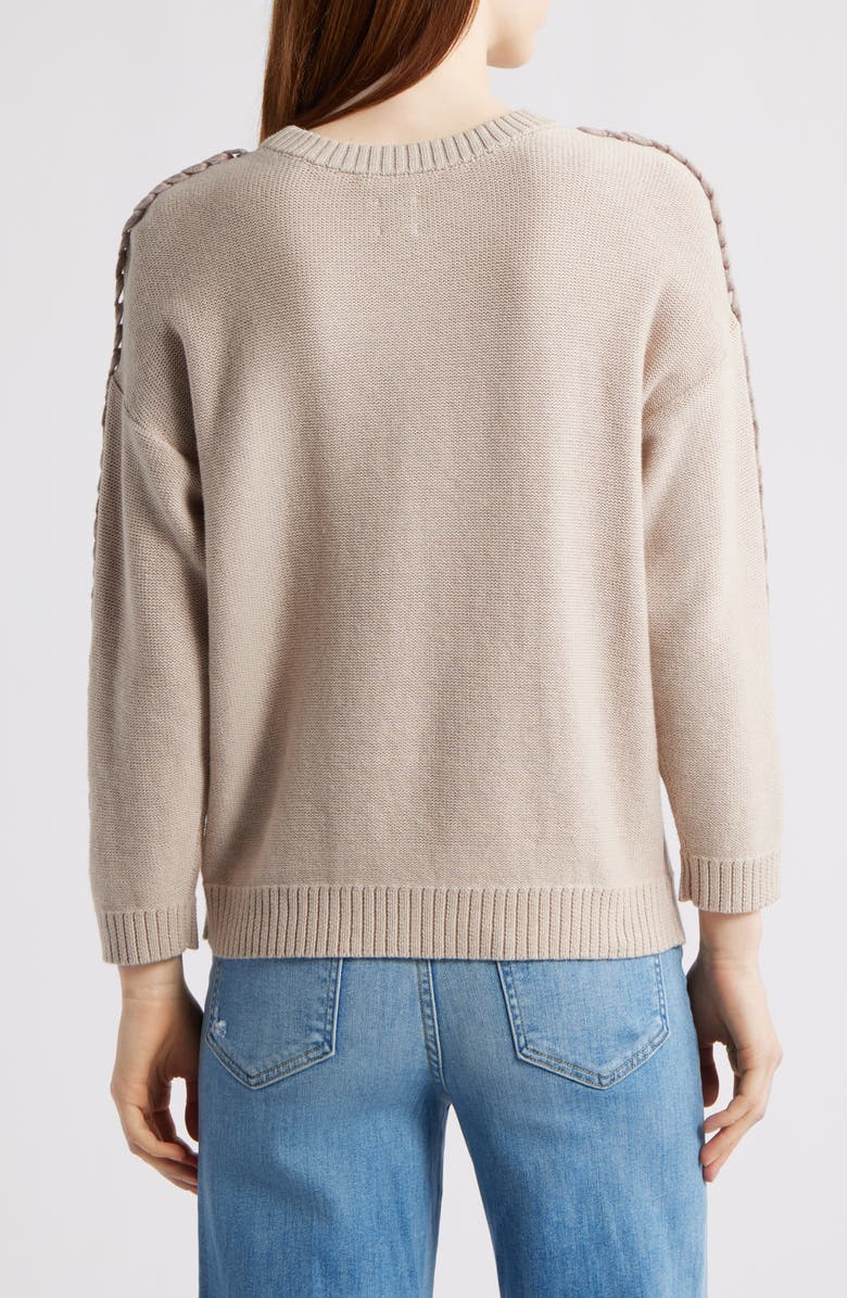 NIC+ZOE Lace Up Relaxed Sweater, Alternate, color, Taupe