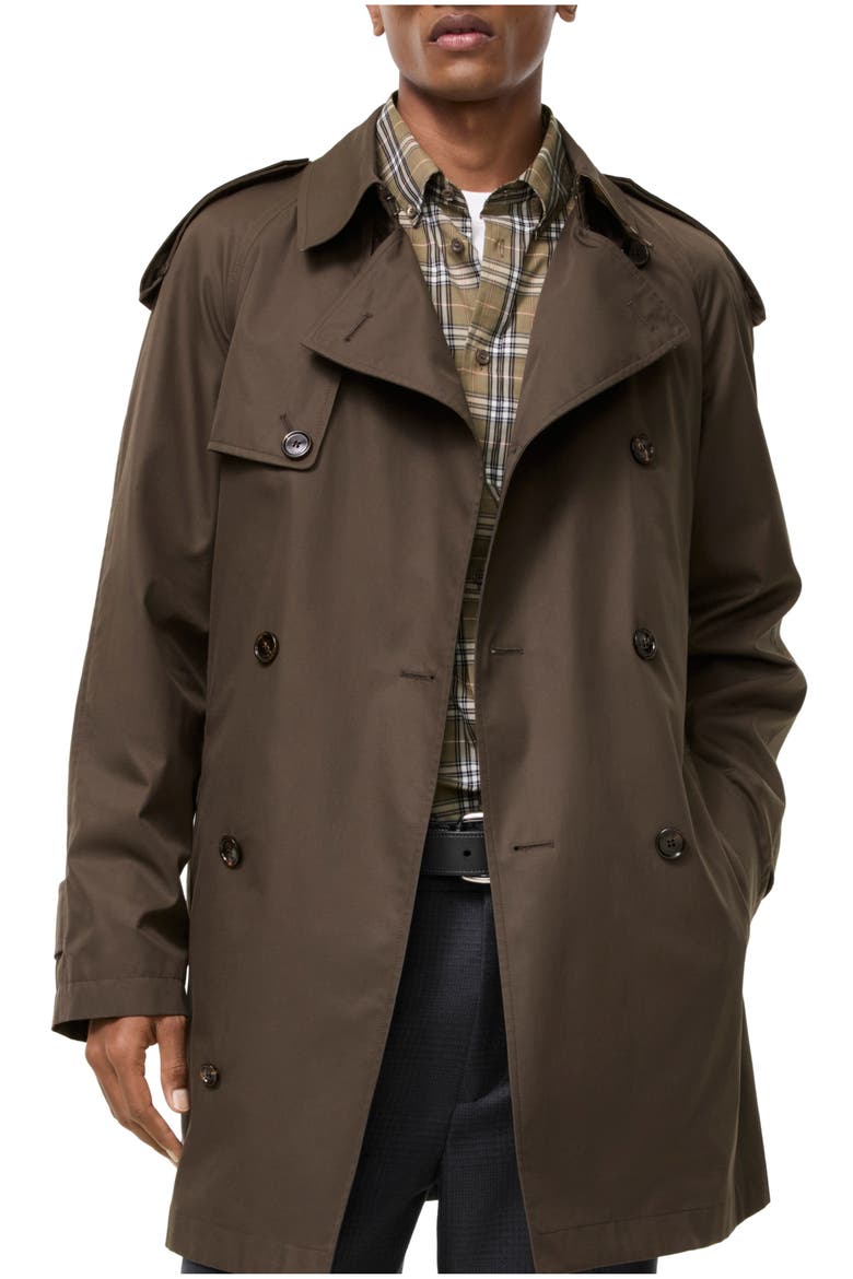 Mid-length Gabardine Leadenham Trench Coat, Main, color, Estuary brown