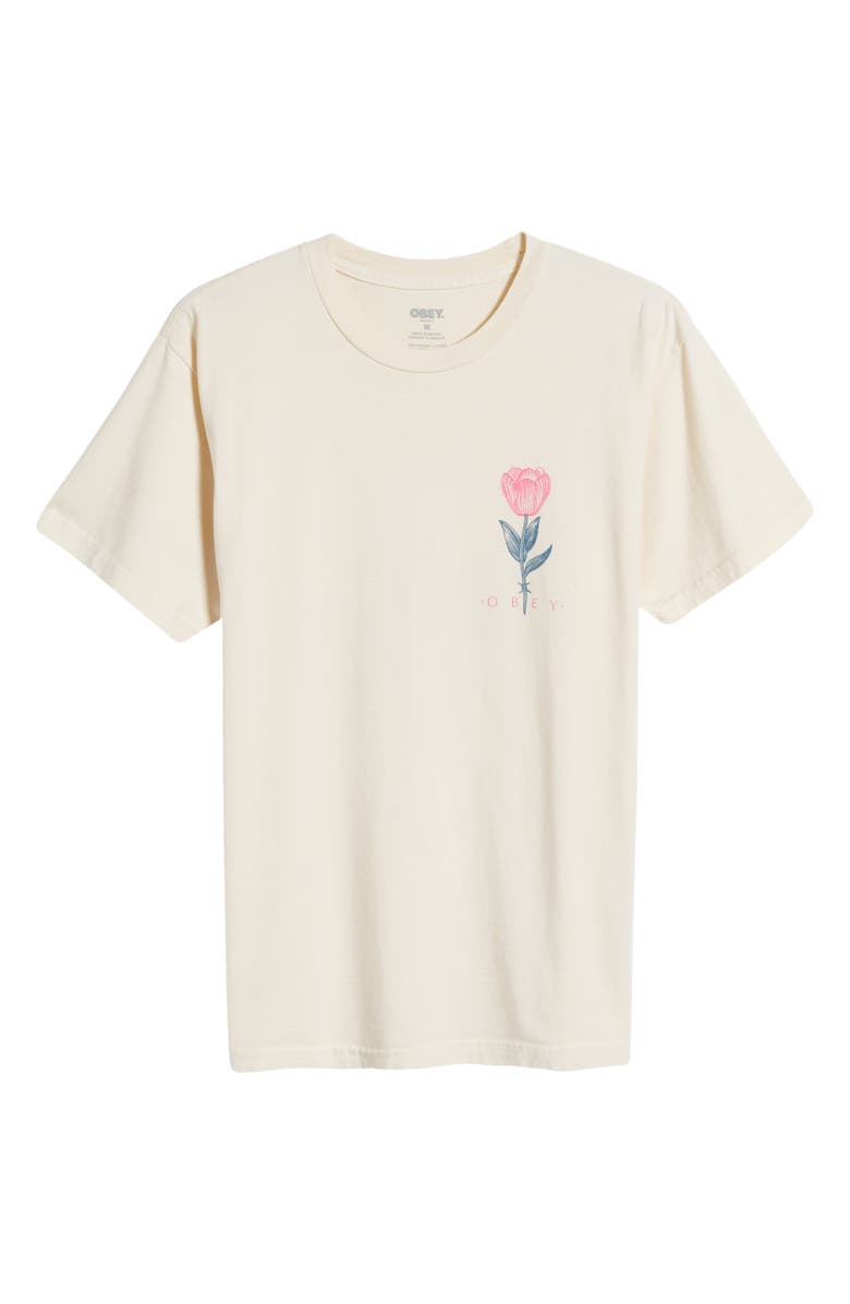 Obey Barb Wire Flower Organic Cotton Graphic T-Shirt, Alternate, color, 