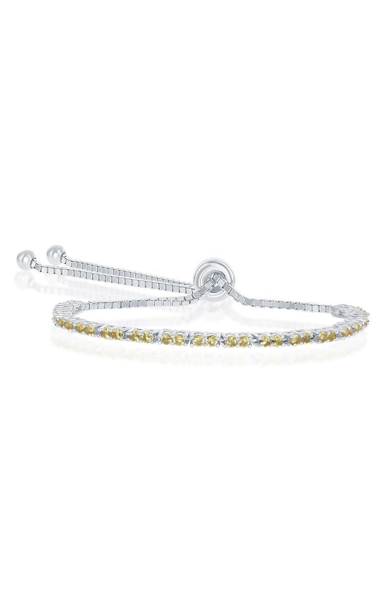 SIMONA Sterling Silver Citrine CZ Bolo Bracelet, Main, color, Silver