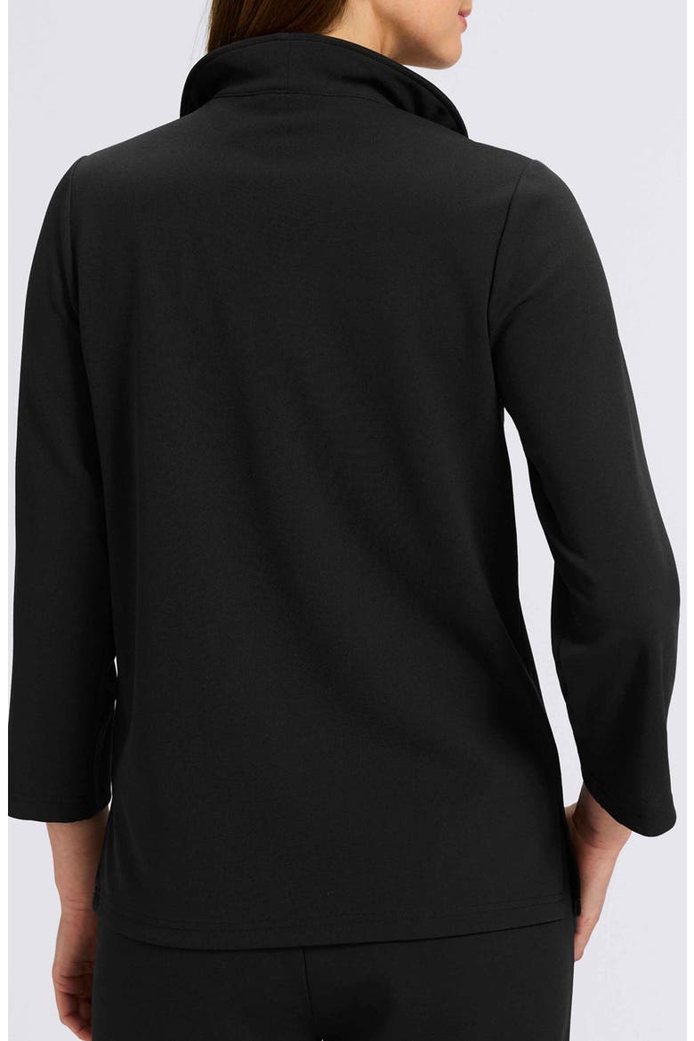 Tammy Ruffle Collar Crepe Top, Alternate, color, BLACK