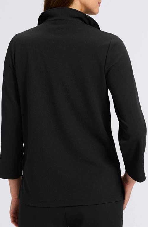 Foxcroft Tammy Ruffle Collar Crepe Top In Black