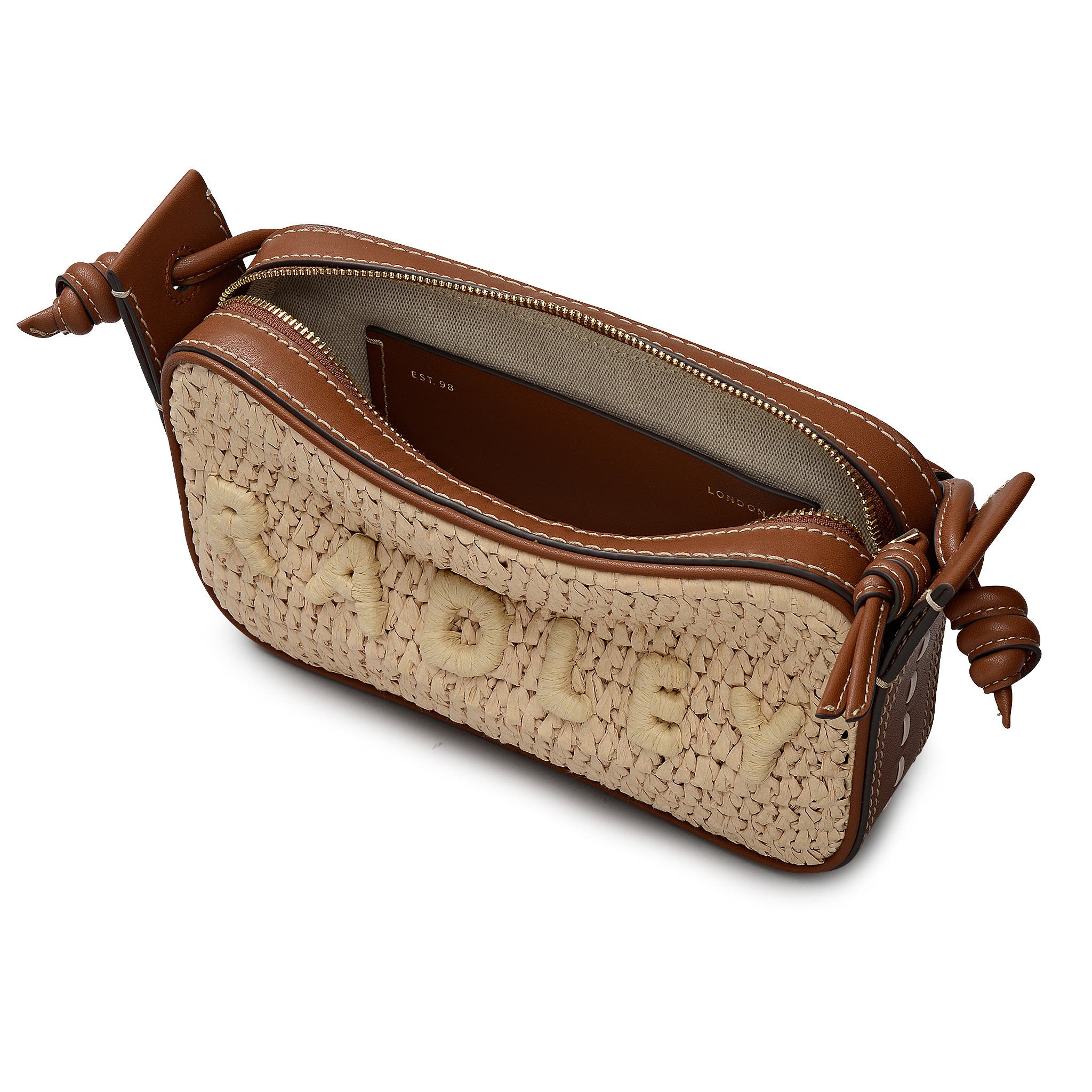 Radley The Camden - Raffia Small Ziptop Shoulder Bag, Alternate, color, Natural