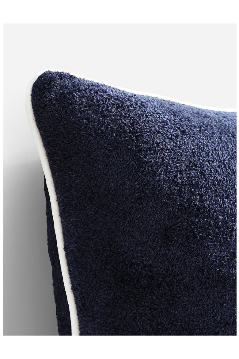 Cloud Silque Throw Pillow with Piping, Alternate, color, BARITONE BLUE / OFF WHITE