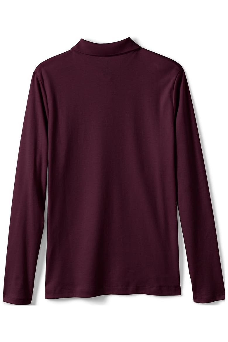 School Uniform Girls Long Sleeve Feminine Fit Interlock Polo Shirt, Alternate, color, Burgundy