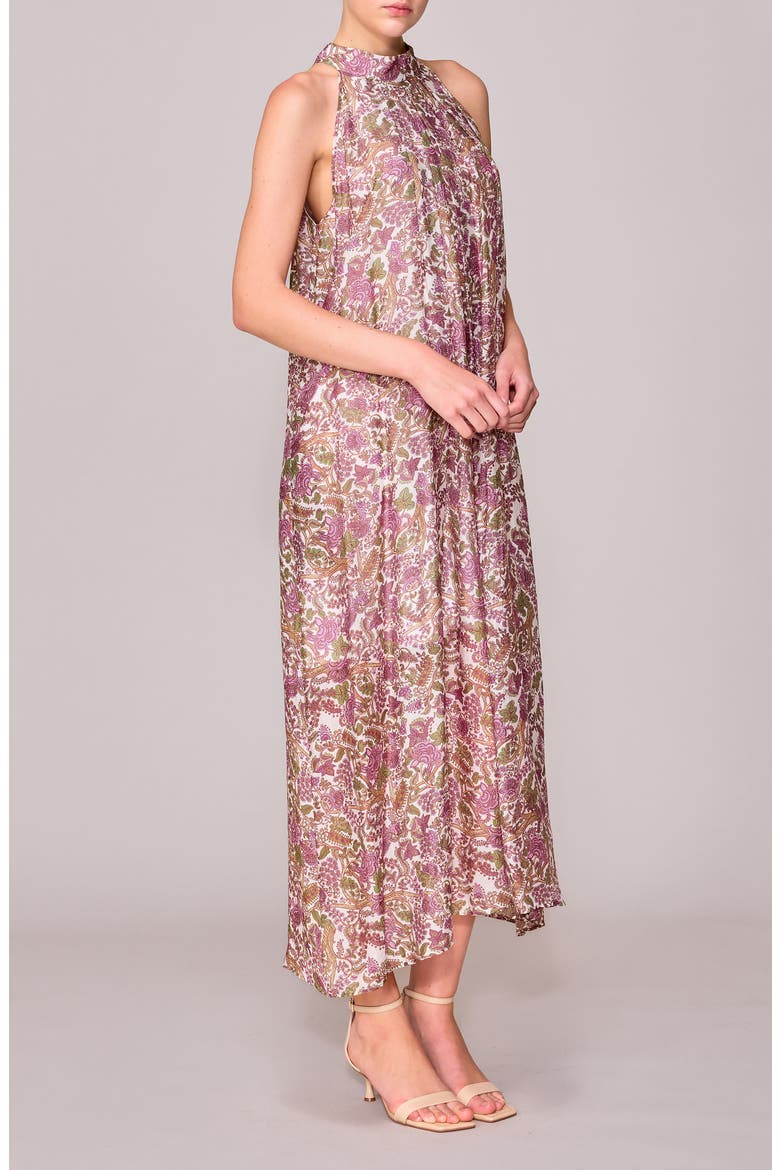 Organza Sleeveless Maxi Dress, Alternate, color, IVORY/ LILAC PRINT