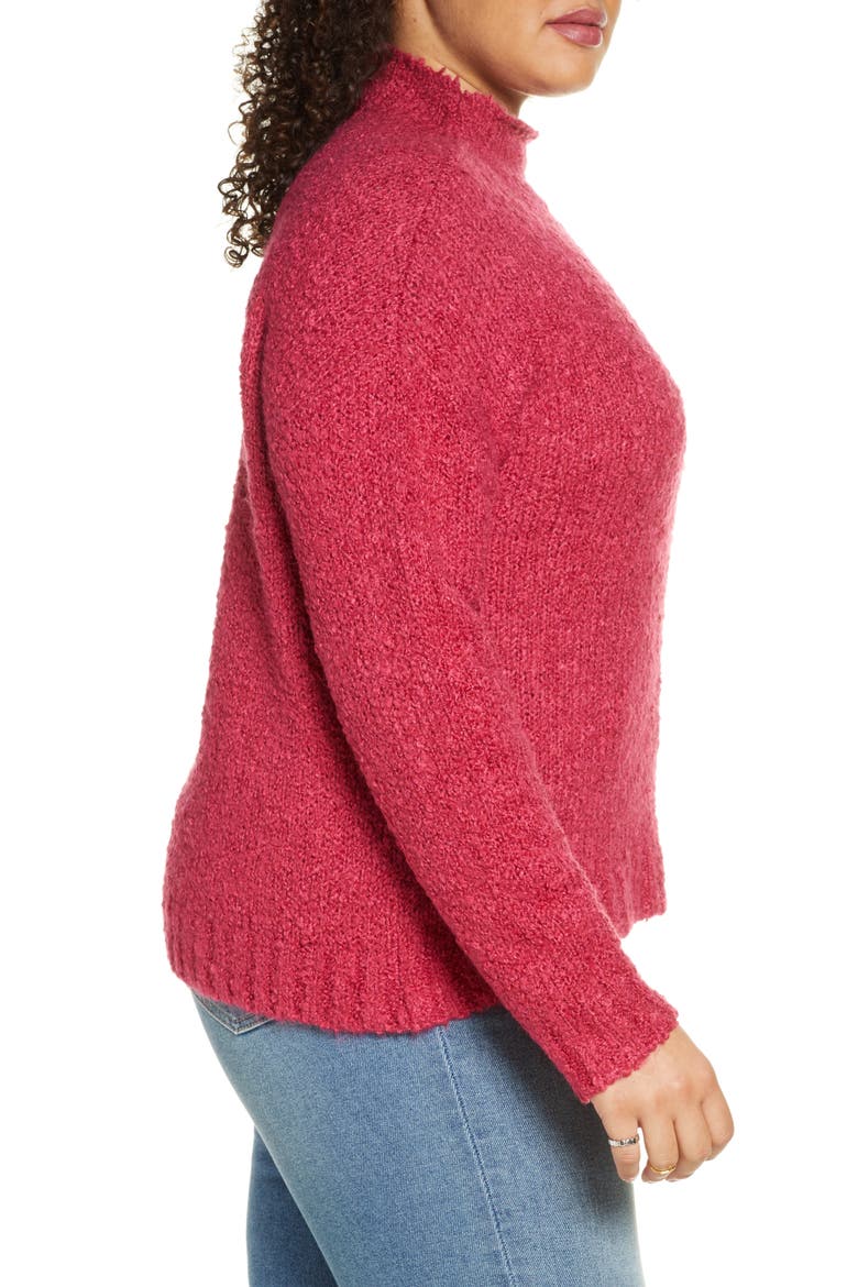 Funnel Neck Bouclé Sweater, Alternate, color, BURGUNDY PUNCH