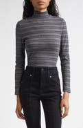 Veronica Beard Nate Stripe Turtleneck Cotton Blend Top