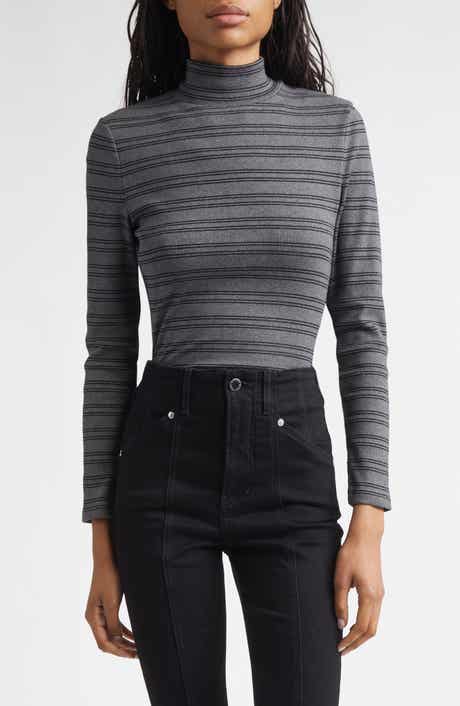 Veronica Beard Nate Stripe Turtleneck Cotton Blend Top