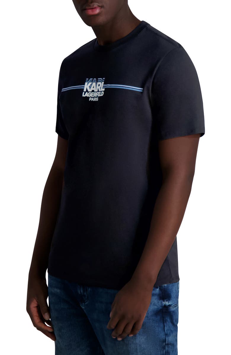 KARL LAGERFELD PARIS Karl Race Stripe Logo Graphic T-Shirt, Alternate, color,