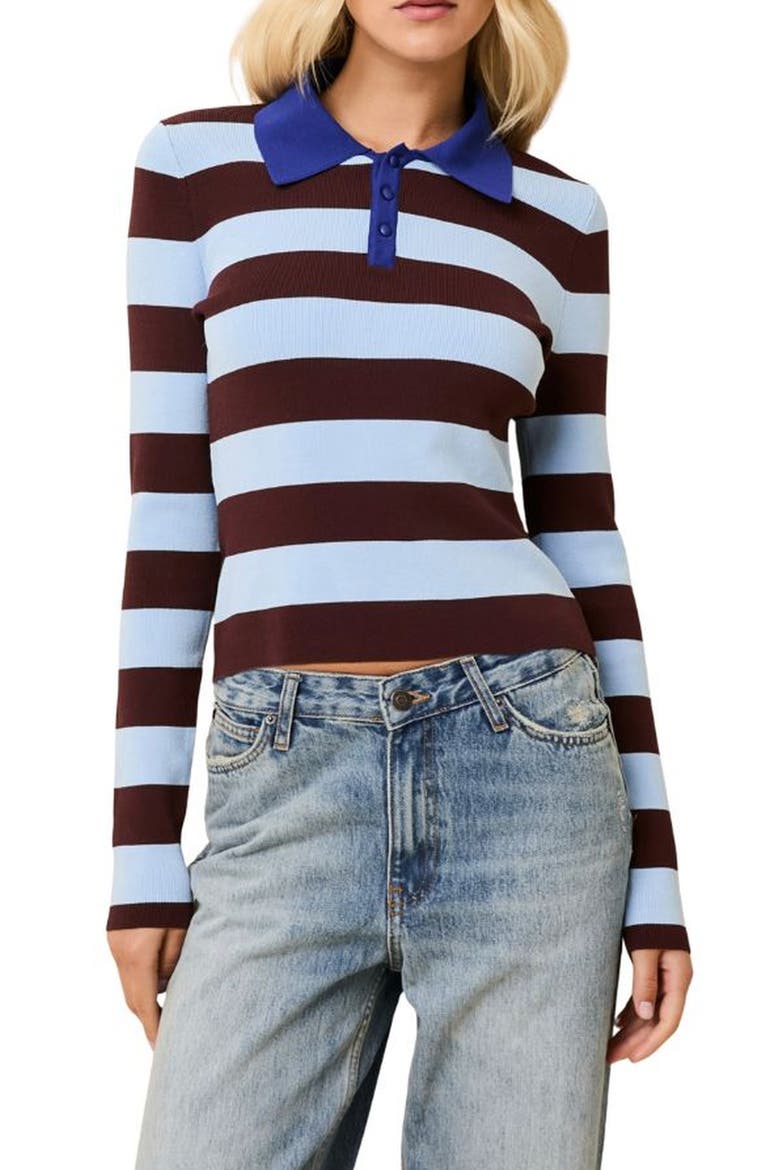 The Debra Rugby Stripe Top, Main, color, TWILIGHT / RAISIN BROWN