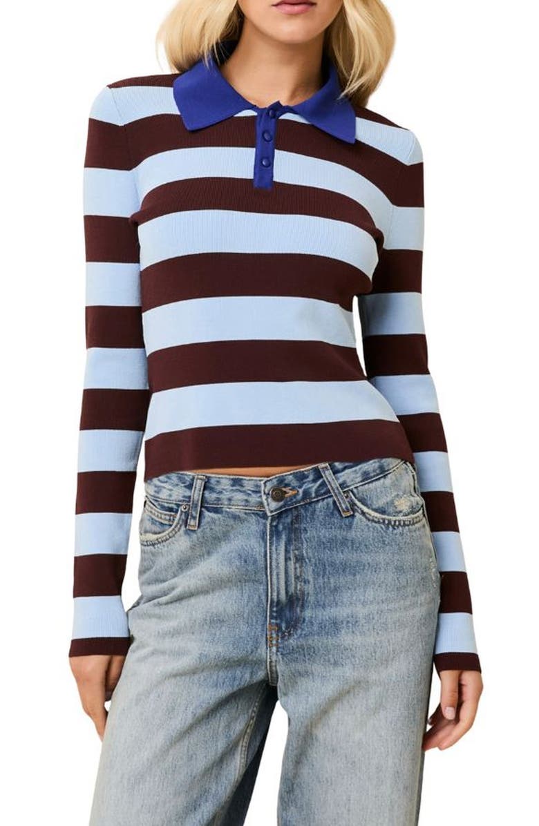 Solid & Striped The Debra Rugby Stripe Top, Main, color, Twilight / Raisin Brown