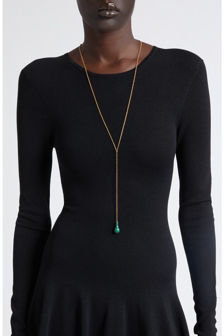 Jade Drop Necklace, Alternate, color, DARK GREEN/ GOLD