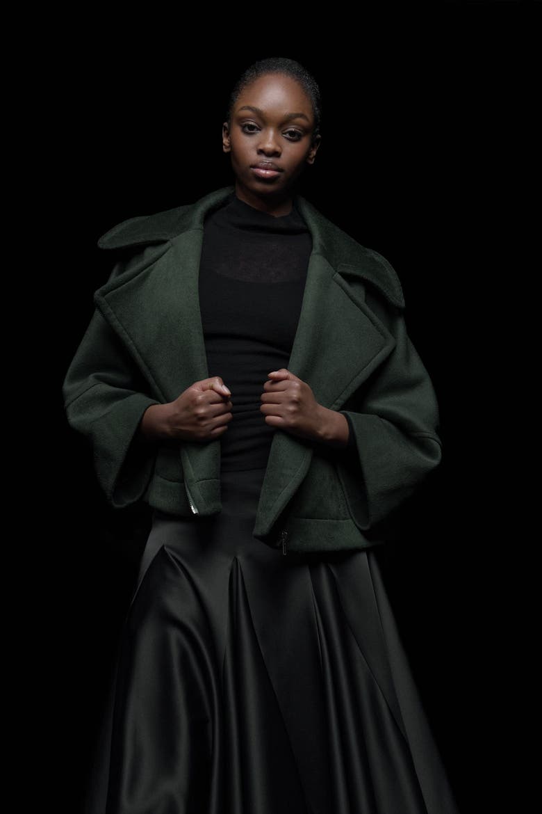 Boxy Biker Jacket, Alternate, color, Green