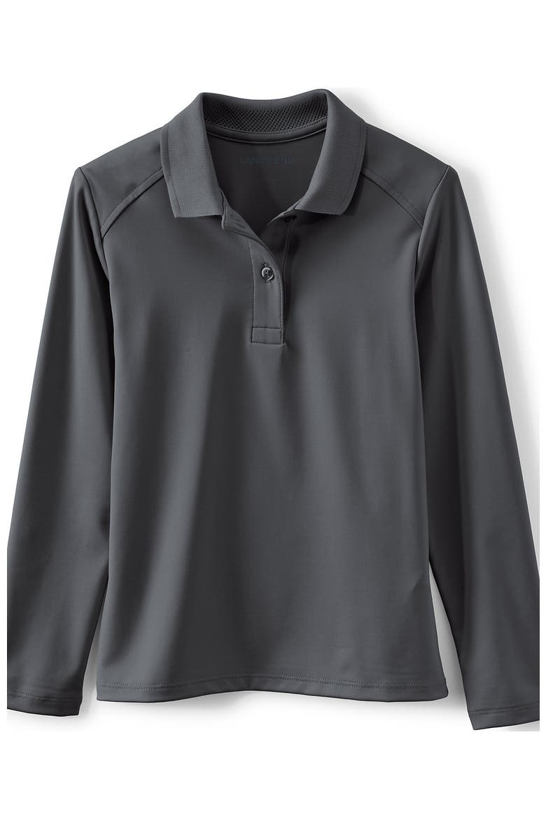 School Uniform Girls Long Sleeve Feminine Fit Rapid Dry Polo Shirt, Alternate, color, Soapstone