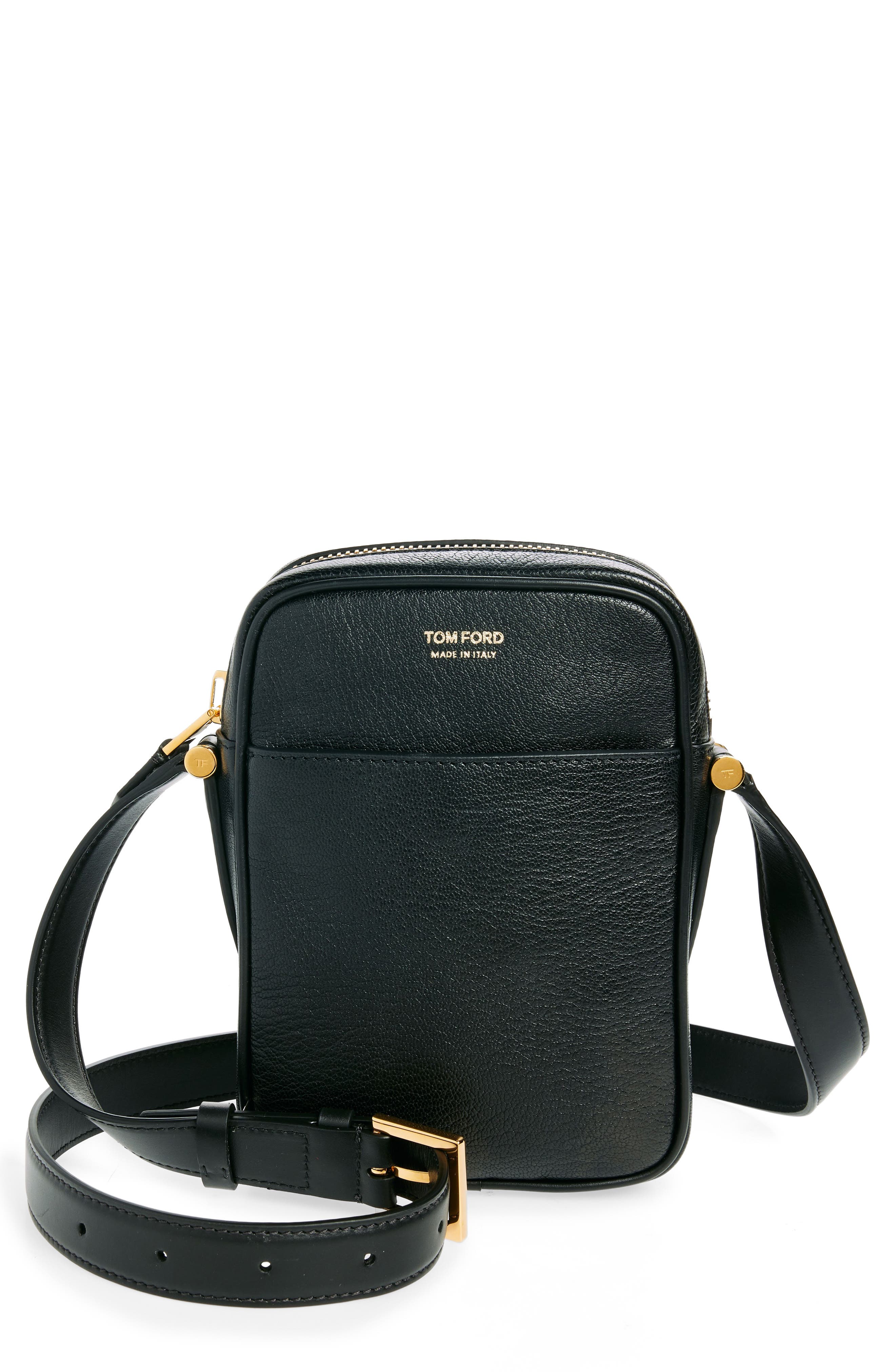 Small Goatskin Messenger Bag, Main, color, 1N001 BLACK
