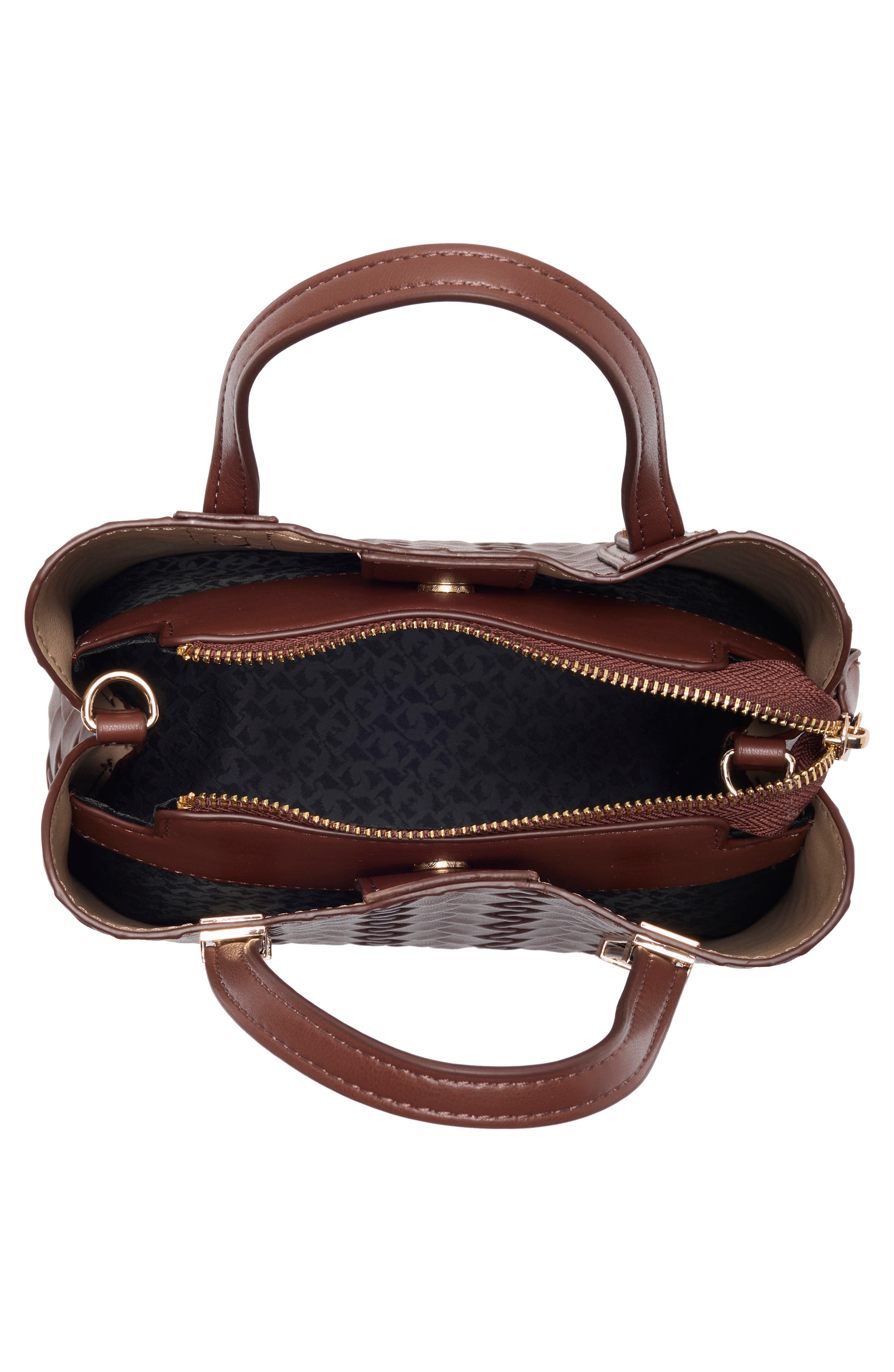 Dinky Dorrie Faux Leather Satchel, Alternate, color, BROWN