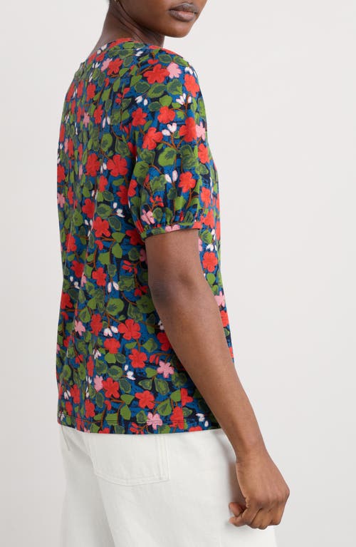 Seasalt Cornwall Seaberry Floral Puff Sleeve Top In Green