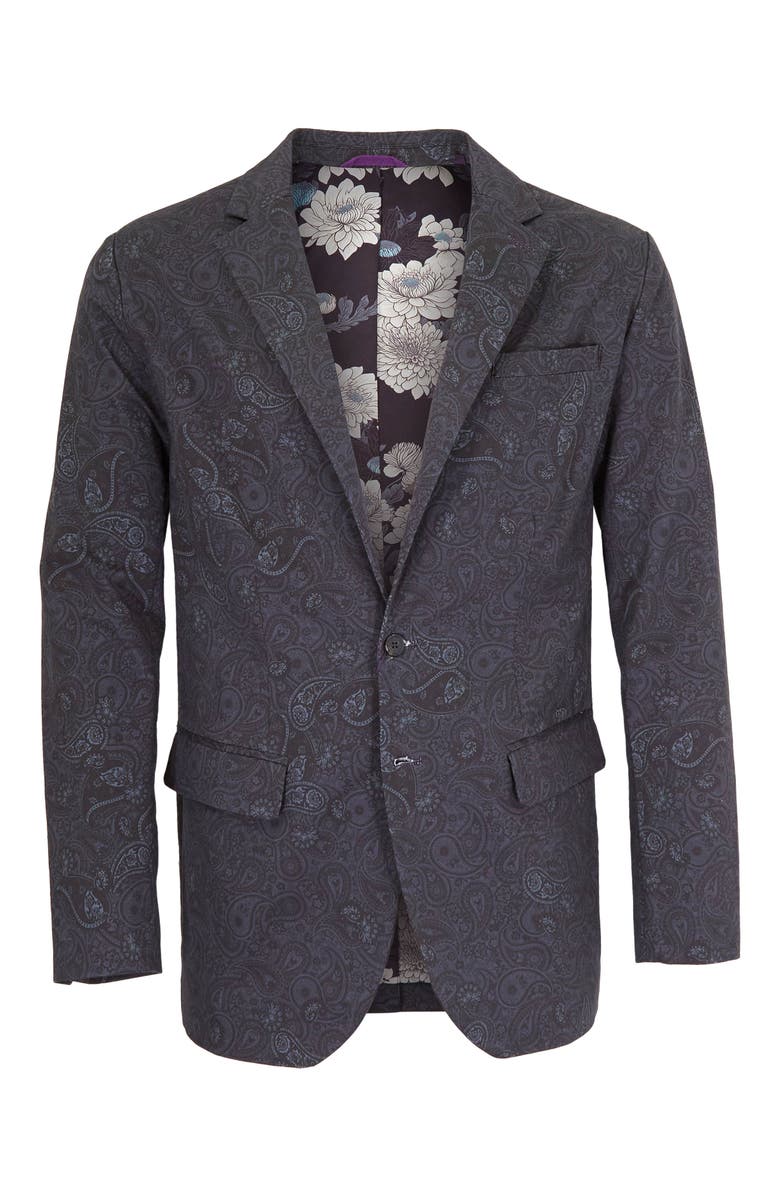 Lords of Harlech Hadrian Stretch Cotton Blazer, Main, color, Montgat Paisley Black