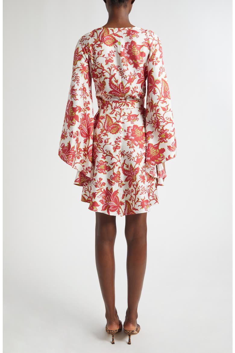 Floral Print Long Sleeve Silk Dress, Alternate, color, PRINT ON WHITE BASE