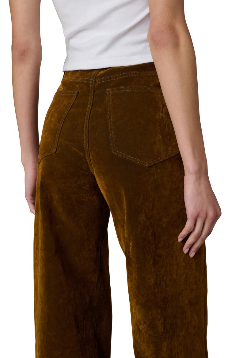 The Mia High Waist Wide Leg Flocked Pants, Alternate, color, BRONZE BROWN