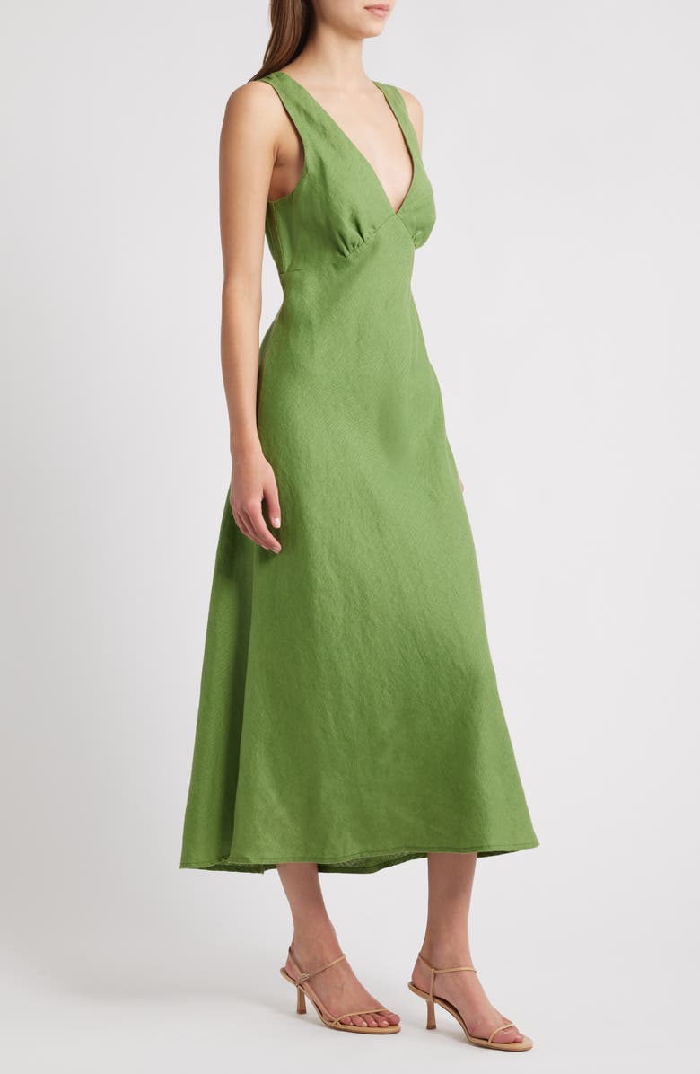 Rails Avianna Linen Midi Dress, Alternate, color, Dill