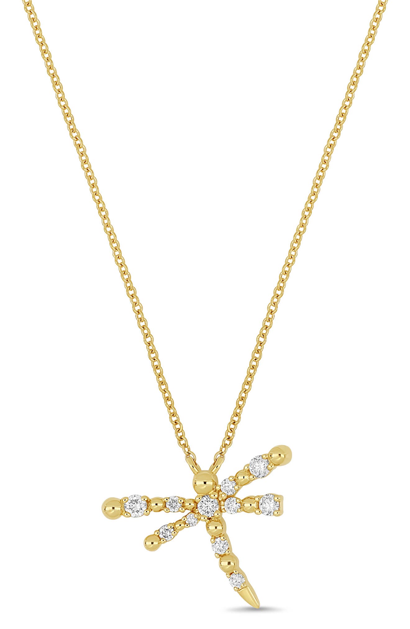 Bony Levy Mykonos 18K Yellow Gold Diamond Dragonfly Pendant Necklace