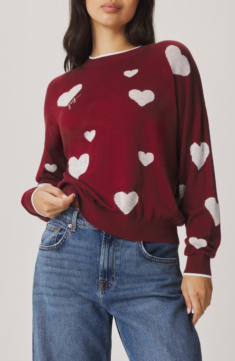 Splendid All the Love Cotton Blend Sweater, Main, color, Whipped Mauve Red/ Cherry Red