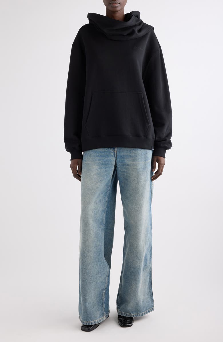 Courrèges Scarf Detail Hoodie, Alternate, color, Black